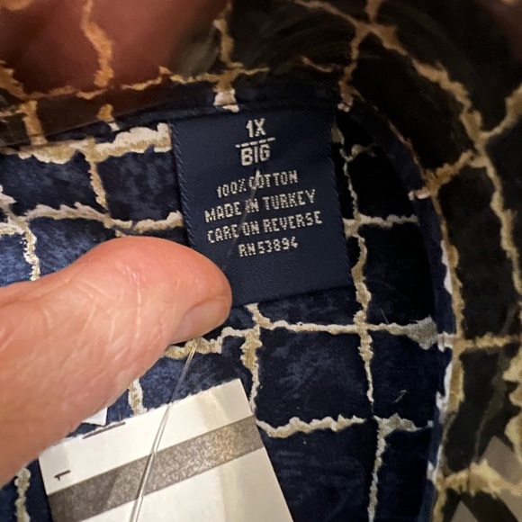 Men’s Damon Short Sleeve Button Down Shirt Navy Blue Check Cotton 1XL BIG - Picture 3 of 8